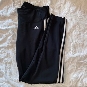 adidas Black Leggings with White Stripes